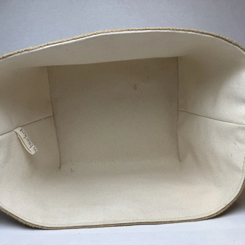 A Southern Bucket Mail Burlap Storage Bin w/ Handles Home Decor Rustic Farmhouse